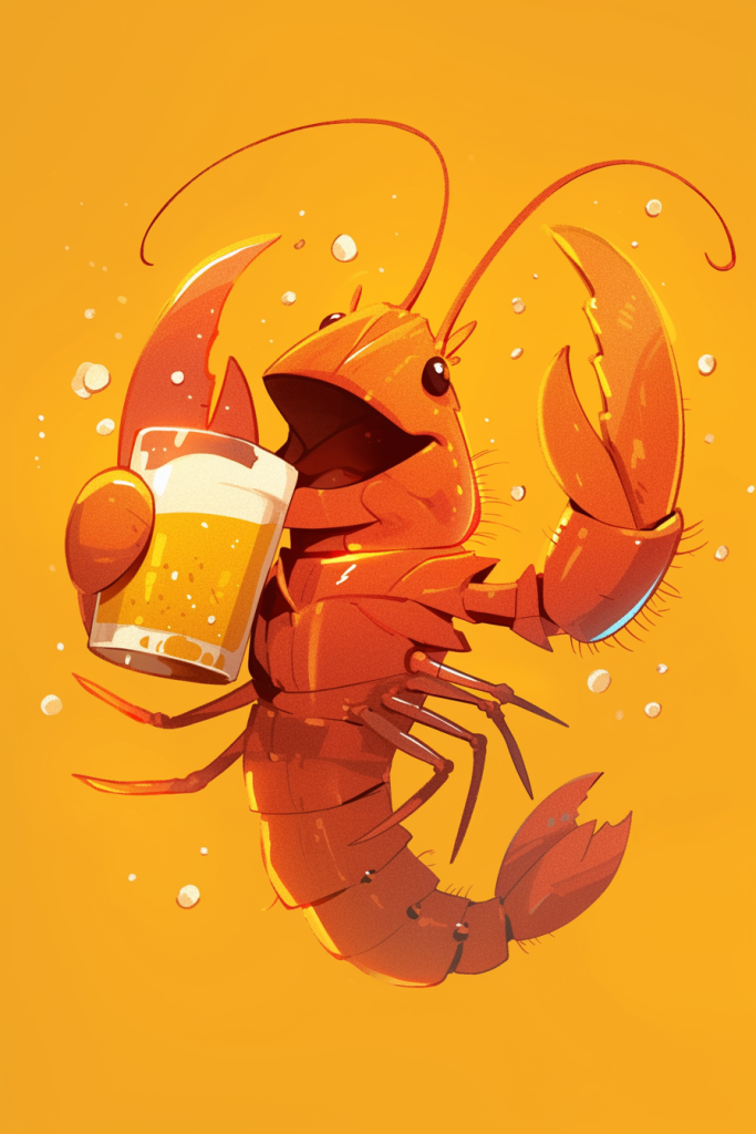 龙虾啤酒节插画绘画
