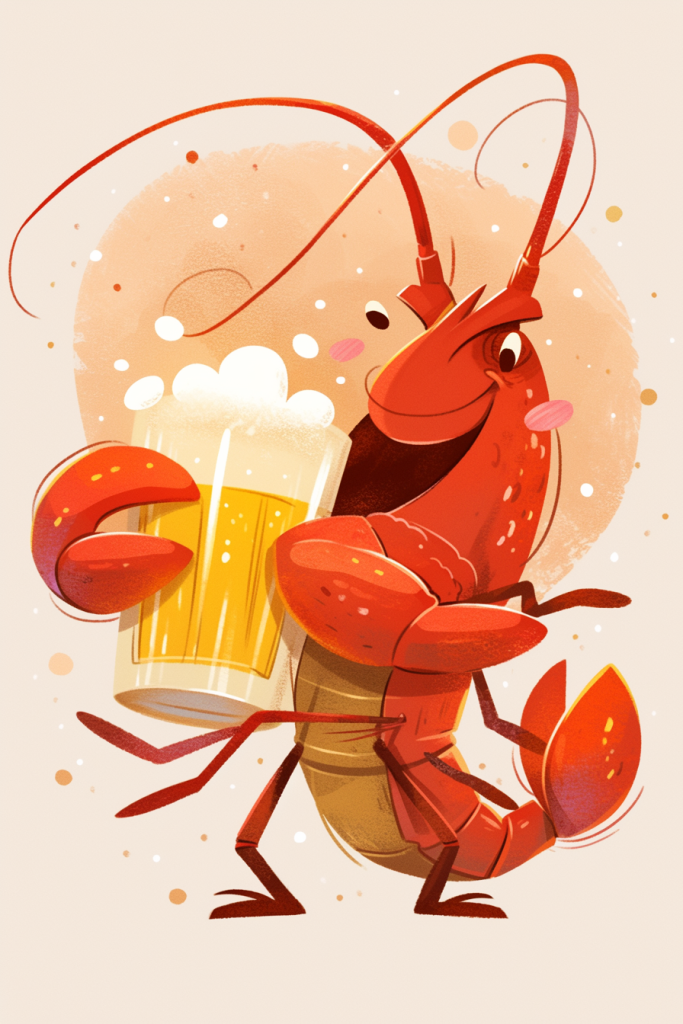 龙虾啤酒节插画绘画