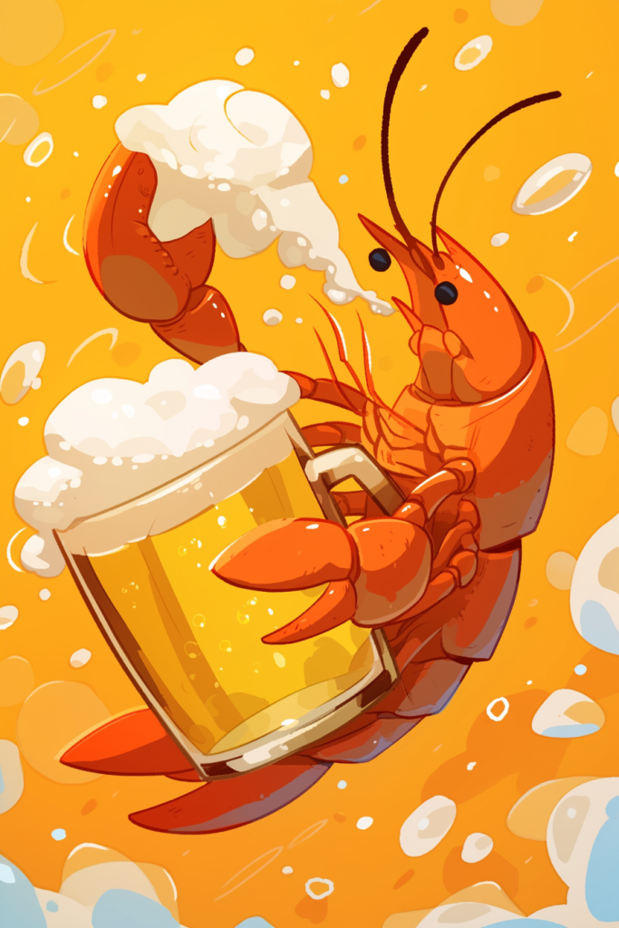 龙虾啤酒节插画绘画