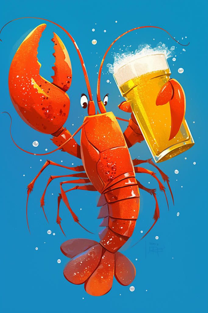 龙虾小吃插画绘画