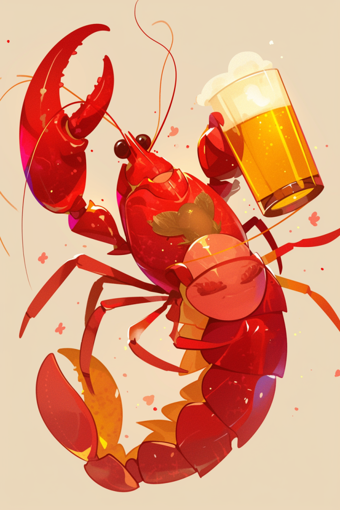 龙虾小吃插画绘画