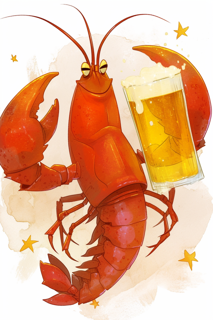 龙虾小吃插画绘画