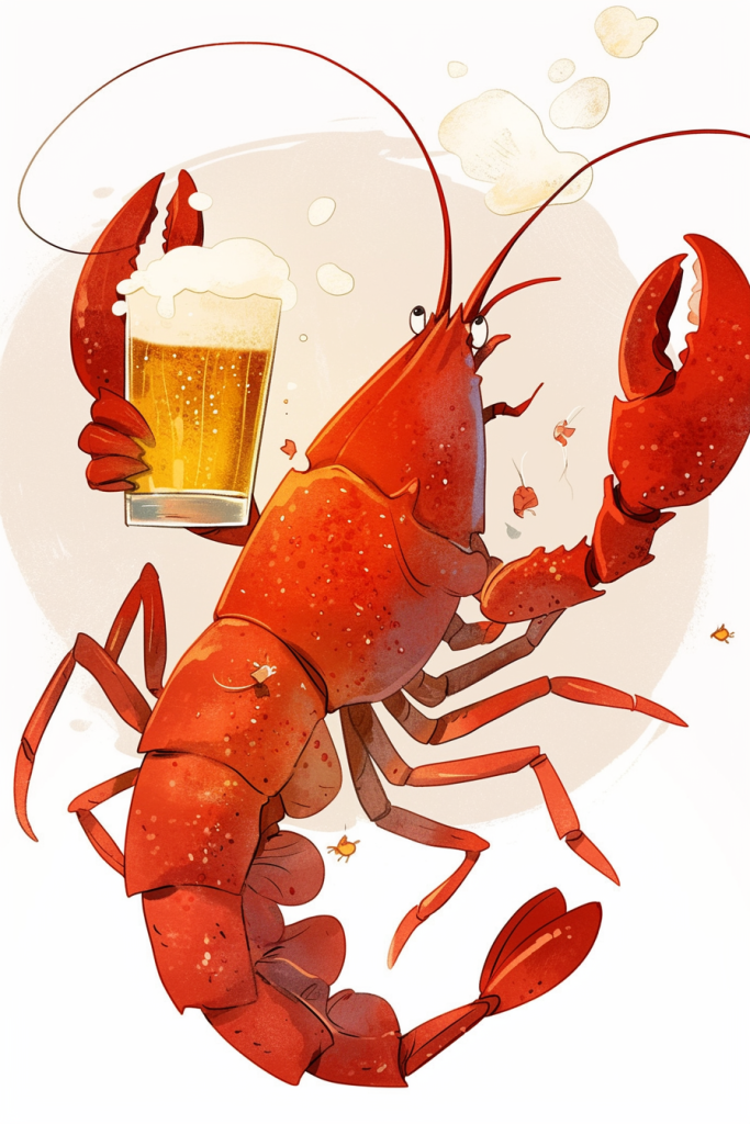 龙虾小吃插画绘画