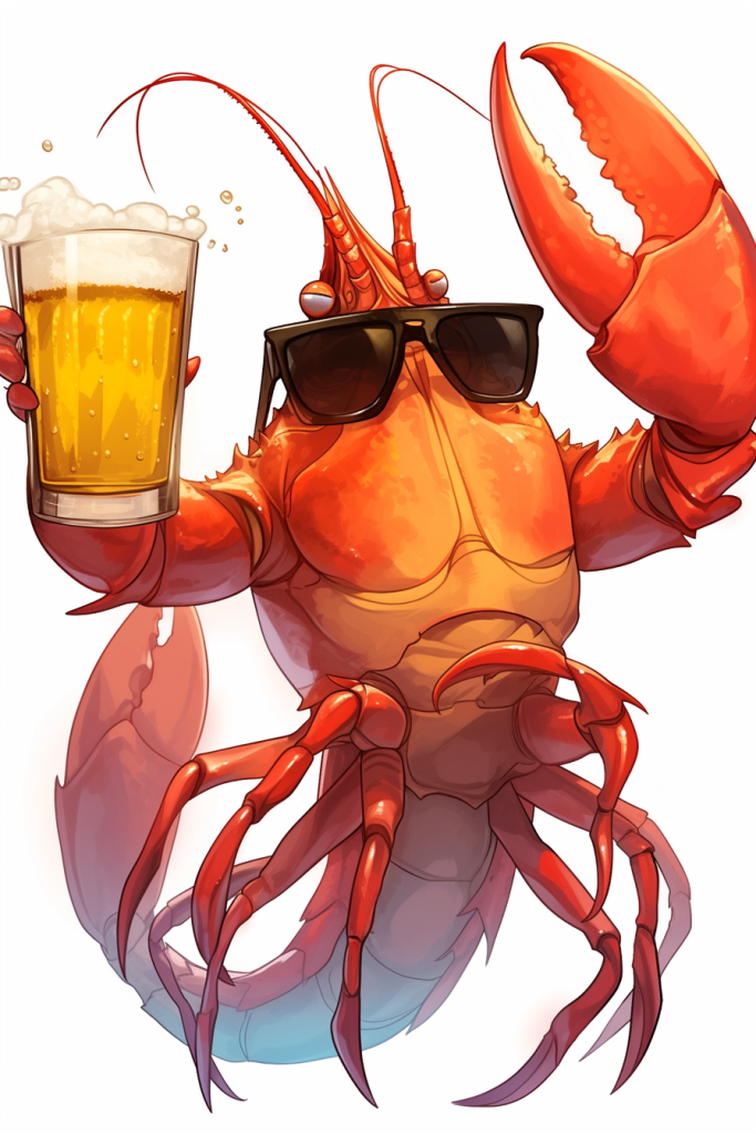 冰镇啤酒龙虾插画绘画