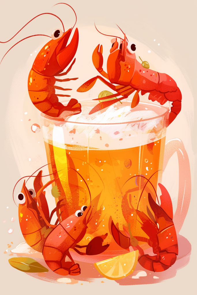 龙虾啤酒派对插画