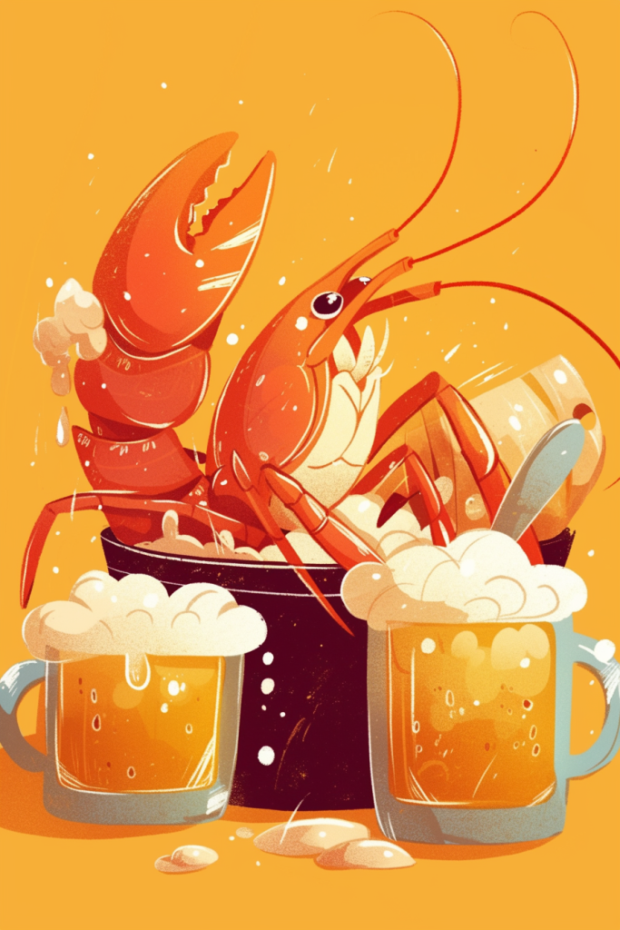 龙虾啤酒盛宴插画