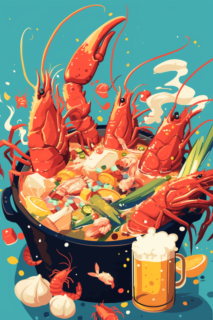 麻辣龙虾锅底料插画绘画