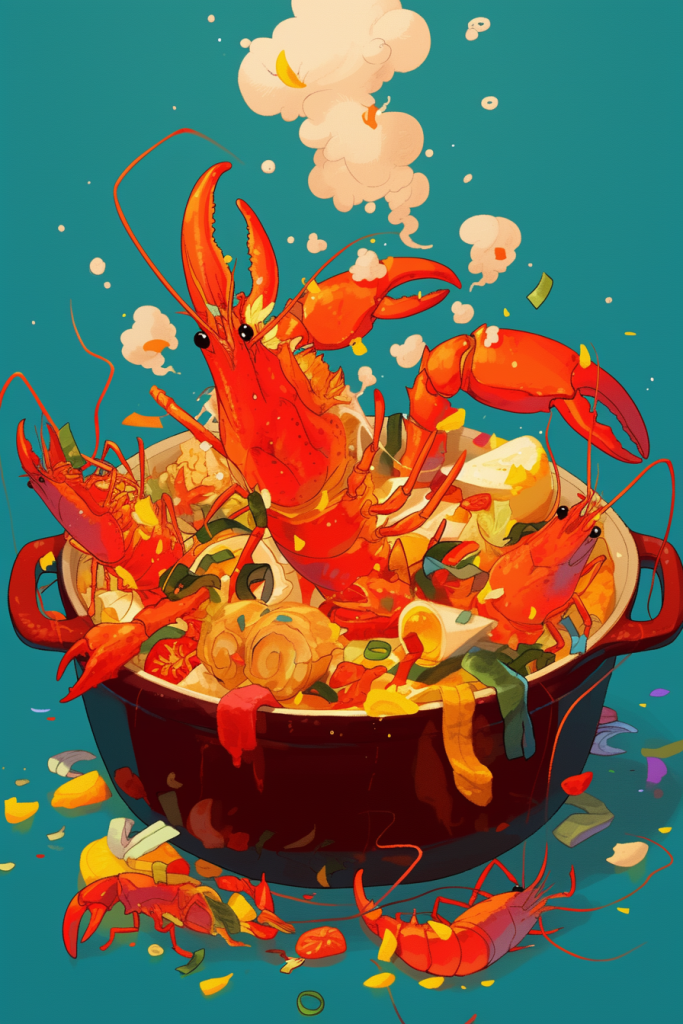 麻辣香锅小龙虾插画绘画