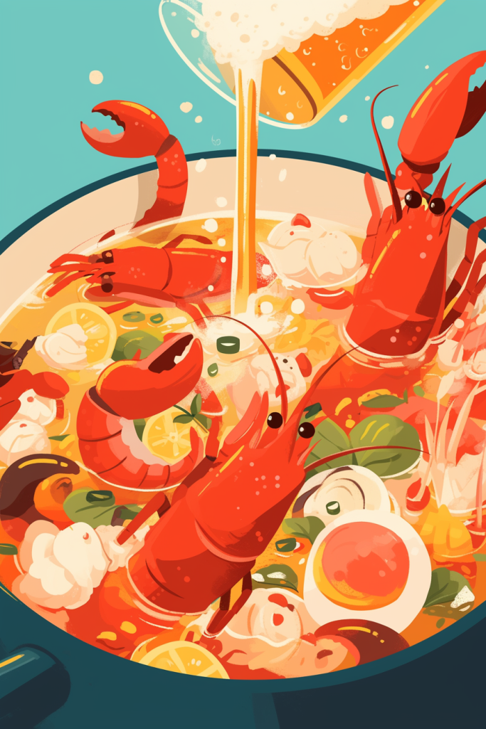 麻辣香锅小龙虾插画绘画