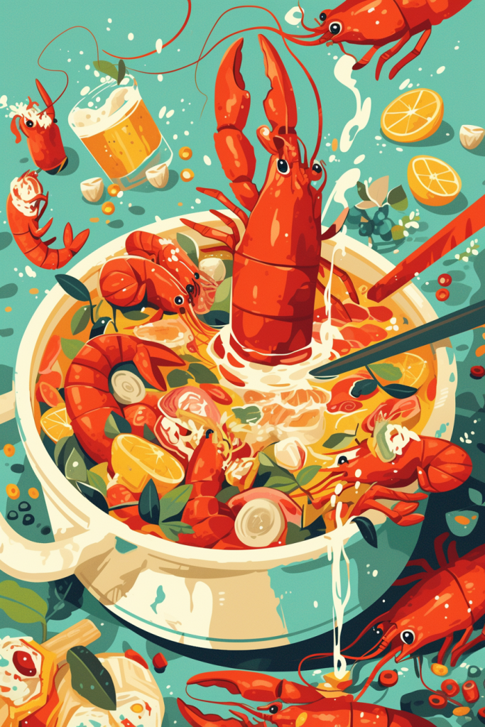 麻辣味小龙虾插画绘画