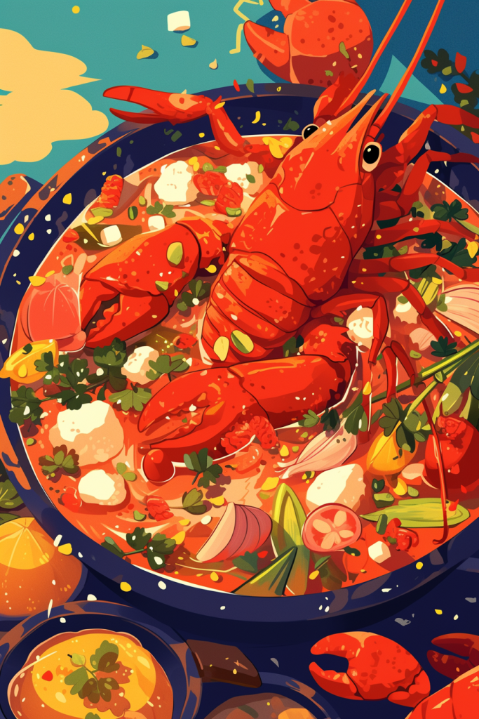 麻辣味小龙虾插画绘画