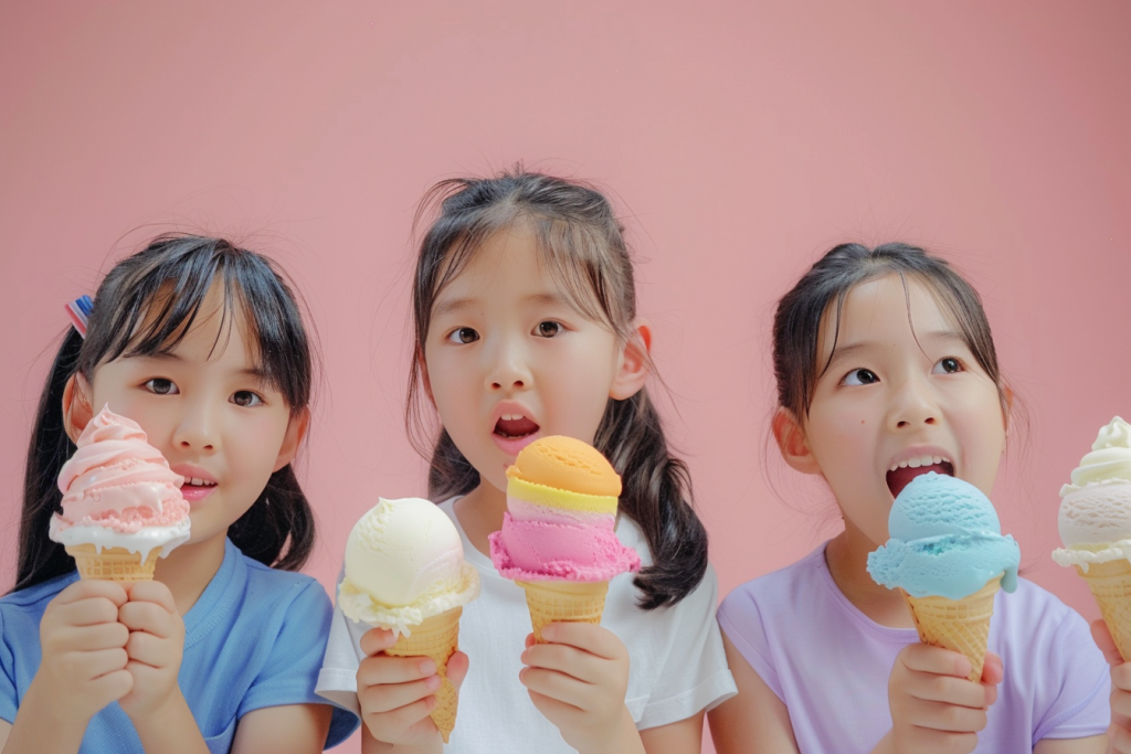爱吃冰淇淋的女孩们摄影图