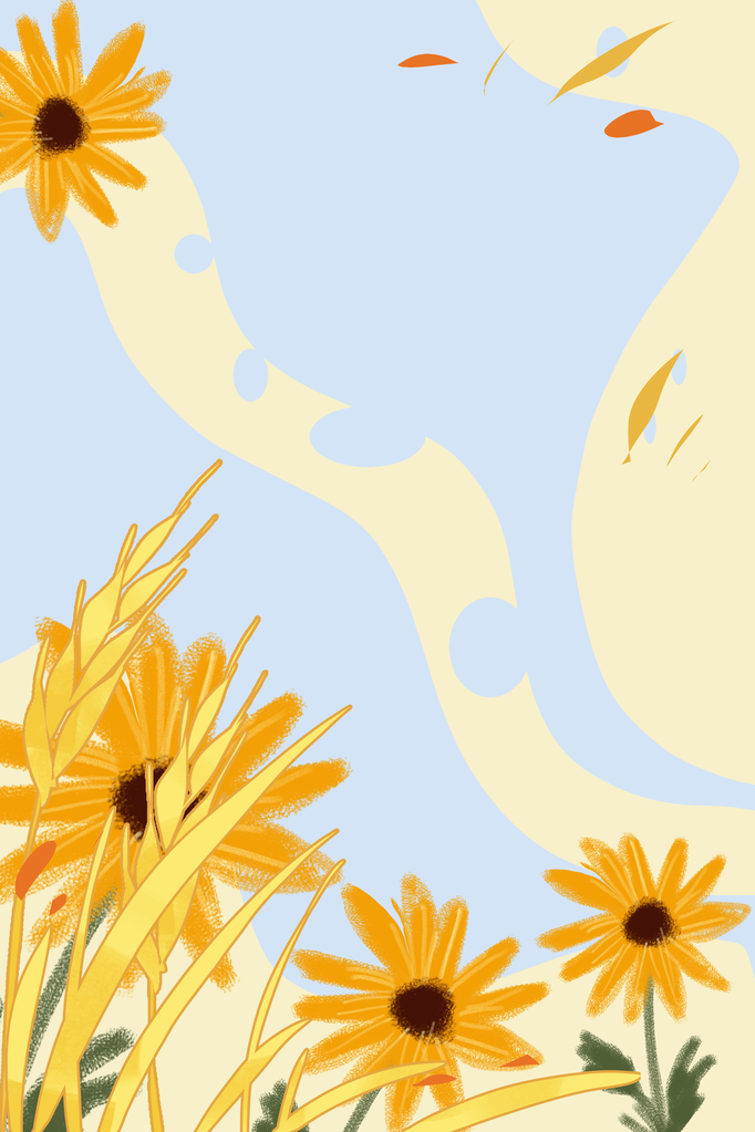 秋分秋季插画海报背景模板