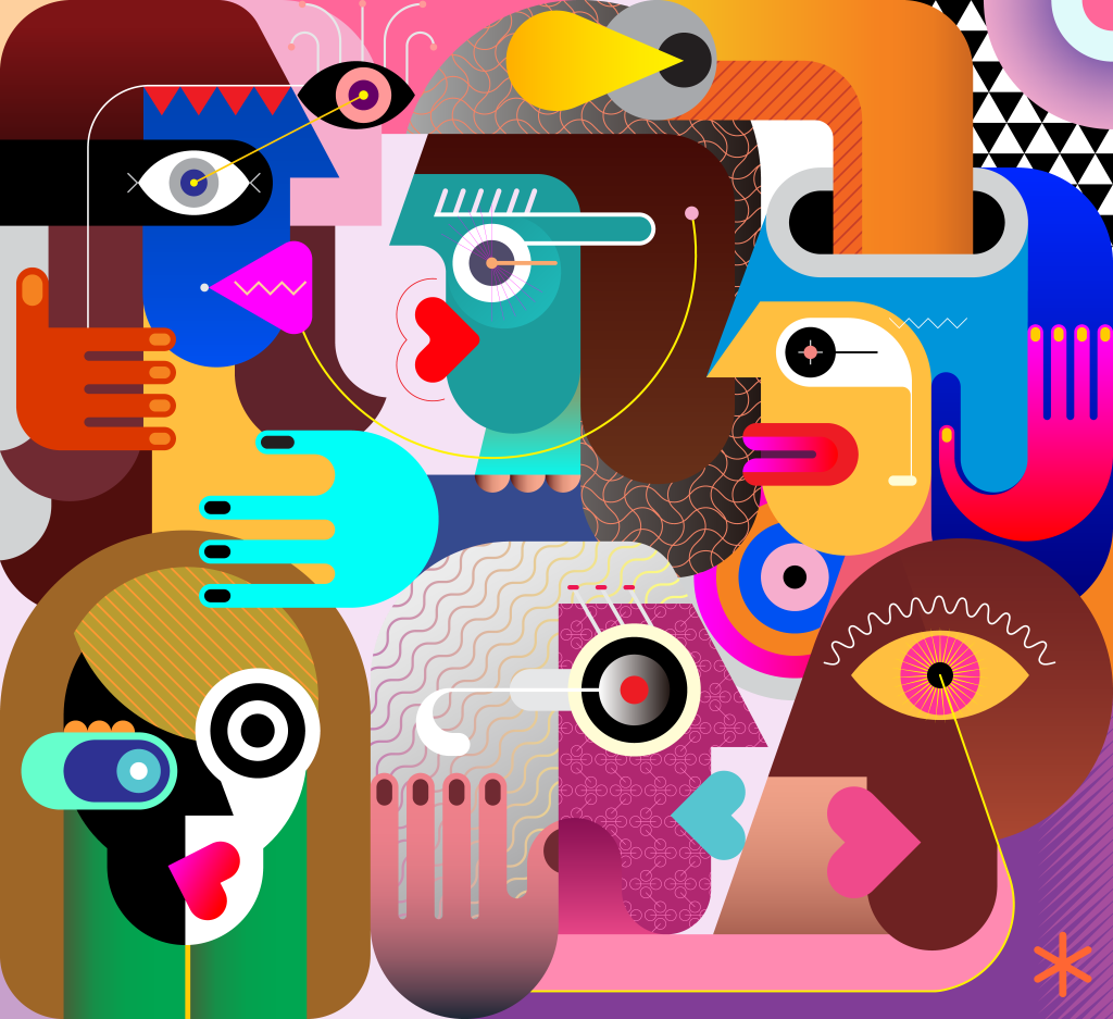 矢量几何夸张抽象印象人物插画