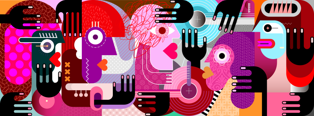 矢量抽象不规则几何人物插画