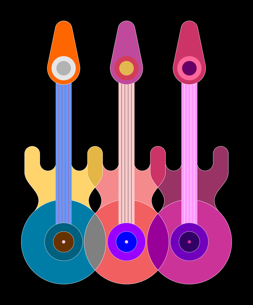 水彩吉他矢量插画