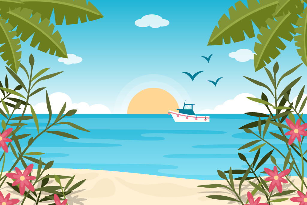 夏天椰树景观插画