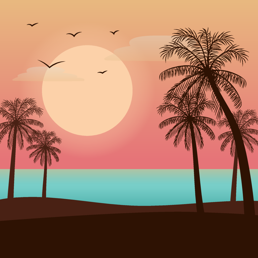 夏天椰树景观插画