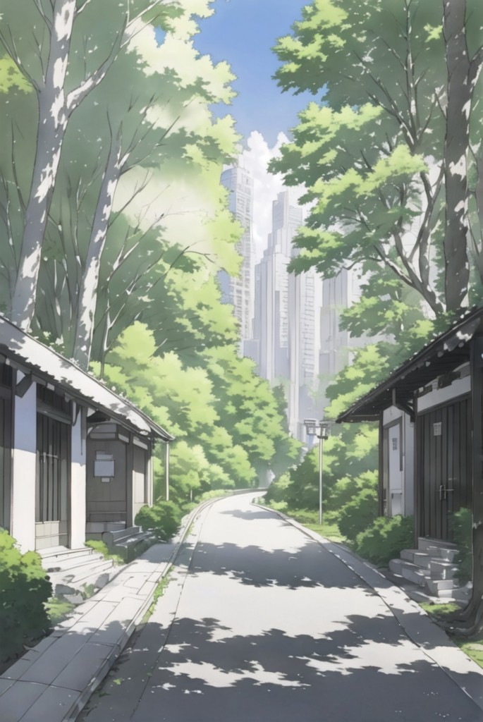 日系动漫街道风景场景插画治愈场景