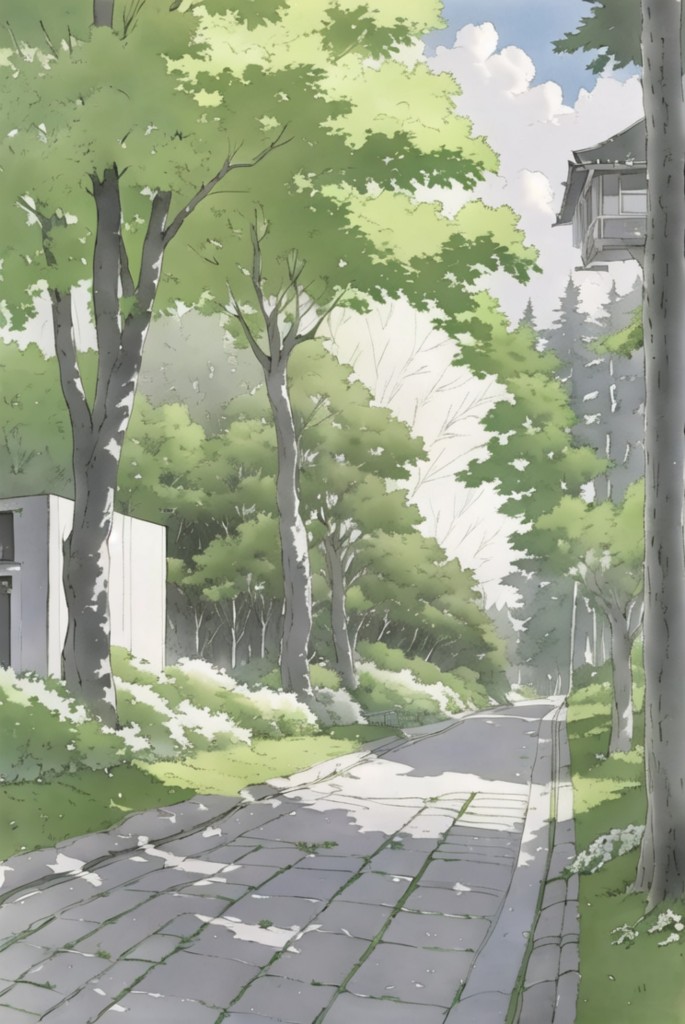 日系动漫街道风景场景插画