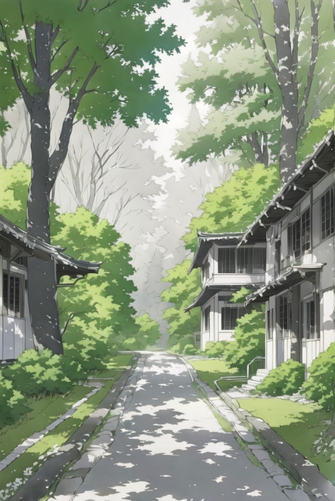 日系动漫街道风景场景插画