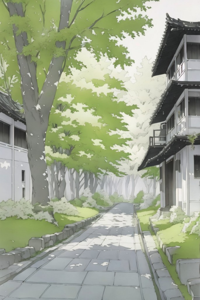 日系动漫街道风景场景插画治愈场景