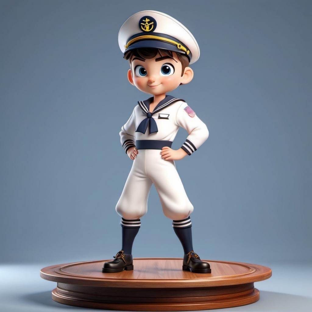卡通水手男孩3D手办角色