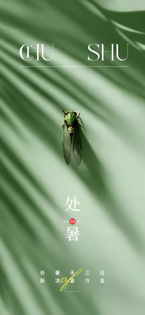 处暑插画简约日常海报