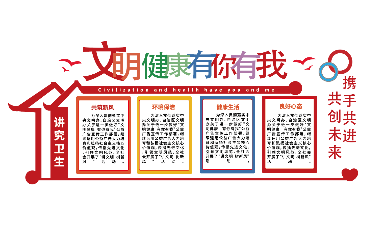 文明健康有你有我健康生活方式社区文化墙