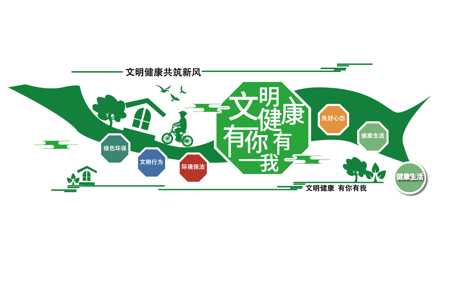 文明健康有你有我宣传文化墙