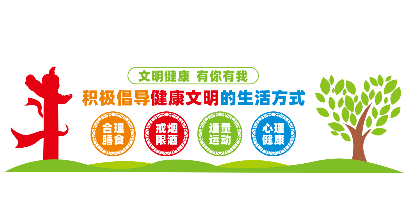 文明健康有你有我健康生活方式社区文化墙