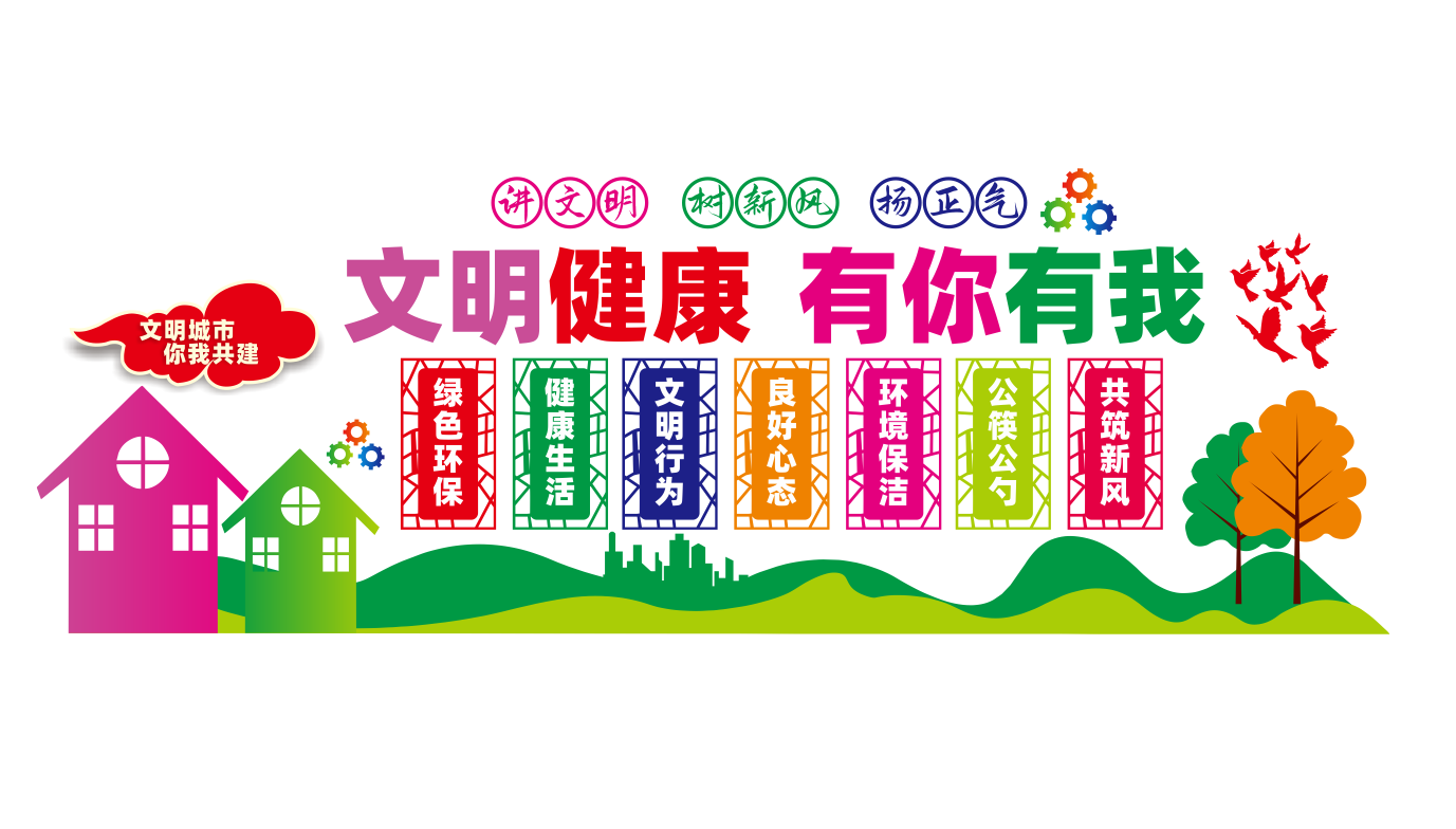文明健康有你有我健康生活方式社区文化墙