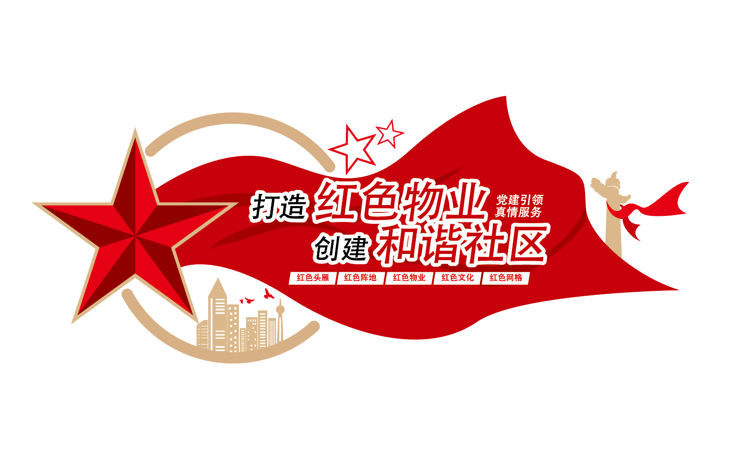 打造红色物业共建和谐社区党建引领文化墙