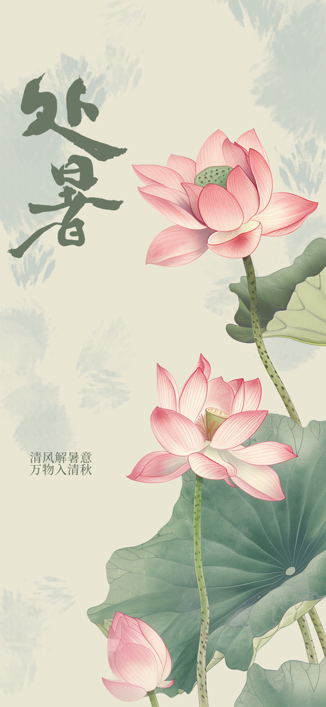 处暑复古中式国风海报