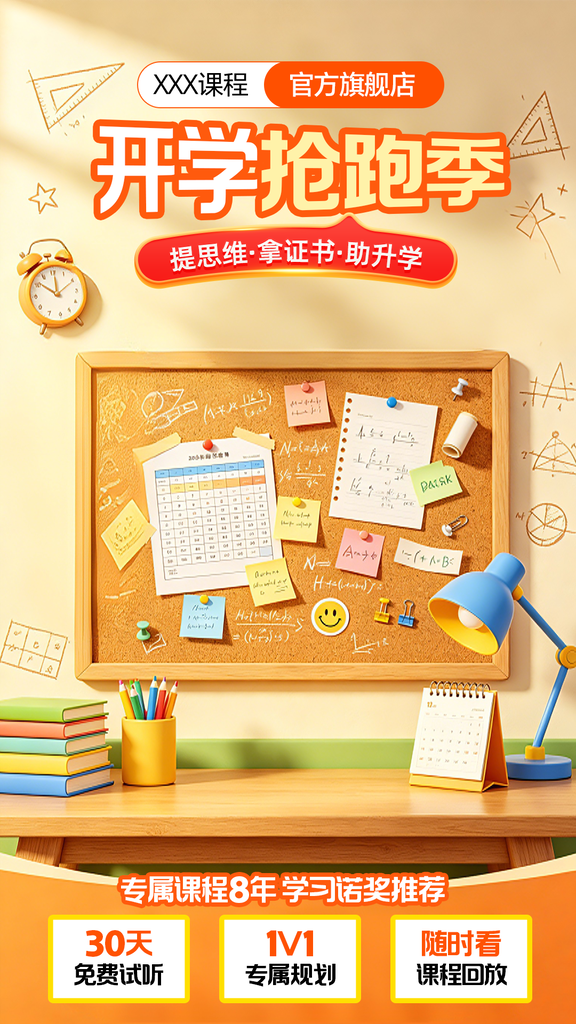 开学季开学促销电商直播直播间场景背景贴片
