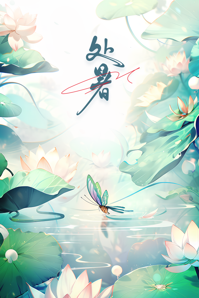 处暑复古国风插画日常节气海报