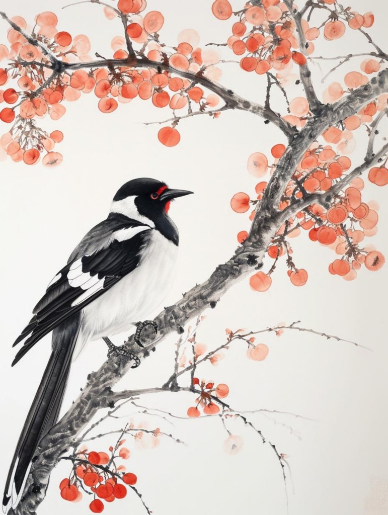中式写意花鸟装饰画吉祥寓意