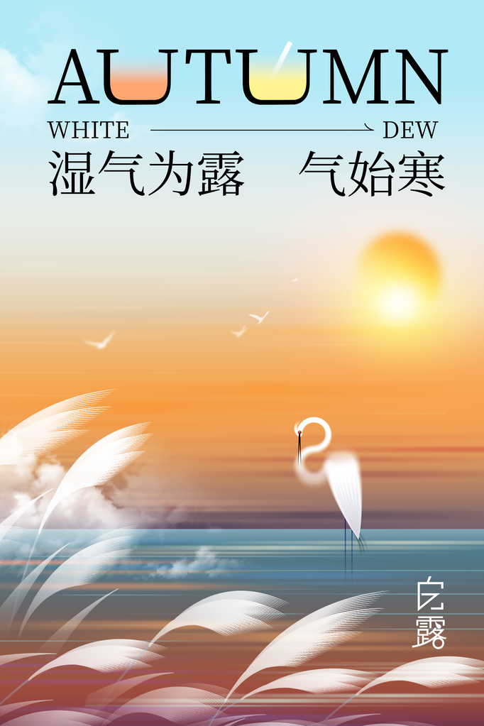 白露节气日常活动宣传海报