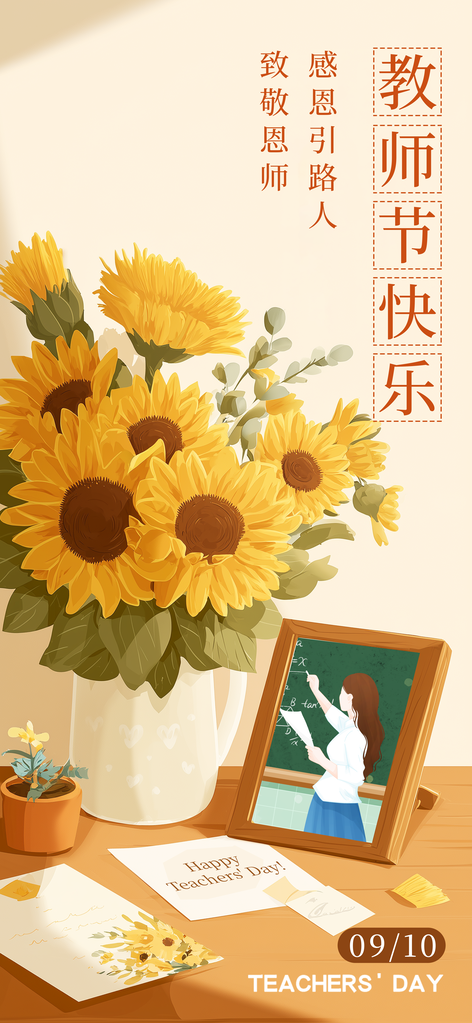 教师节花店花束订花促销节日海报设计