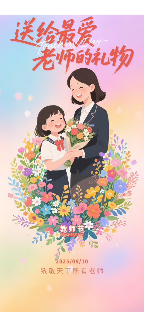 教师节花店花束订花促销节日海报设计