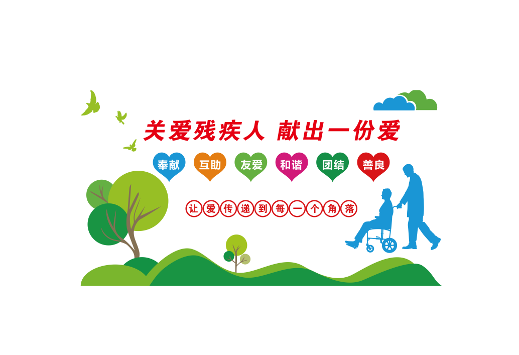 关爱残疾人奉献爱心宣传墙