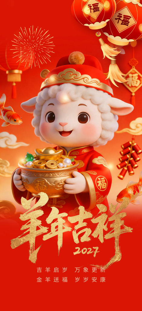 2027羊年新年春节海报设计素材