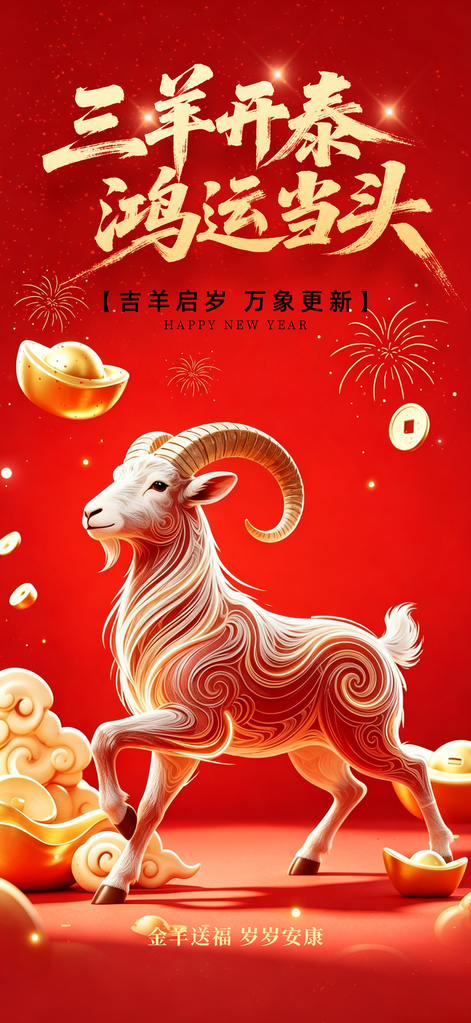 2027羊年新年春节海报设计素材