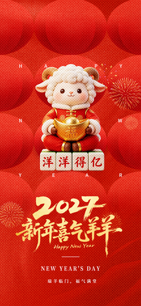 2027羊年新年春节海报