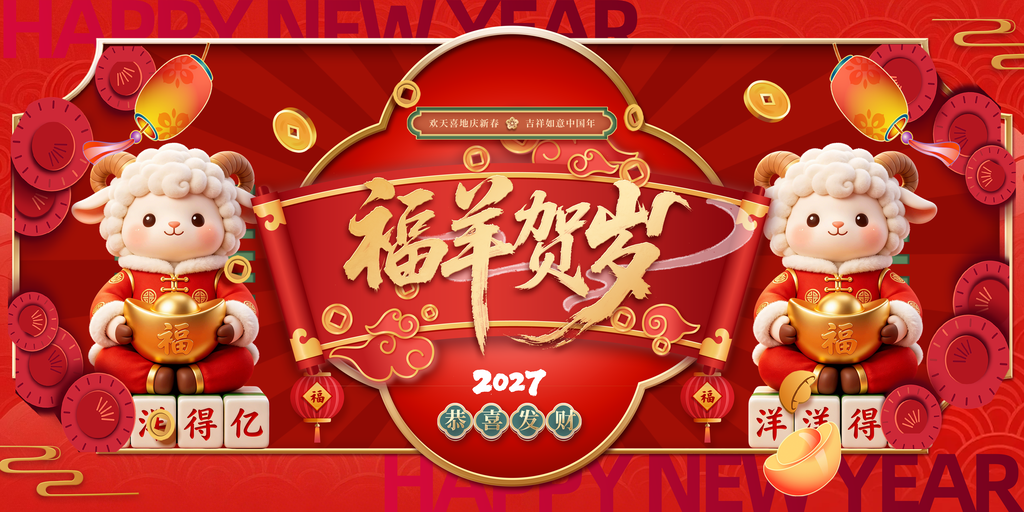 2027羊年展板海报