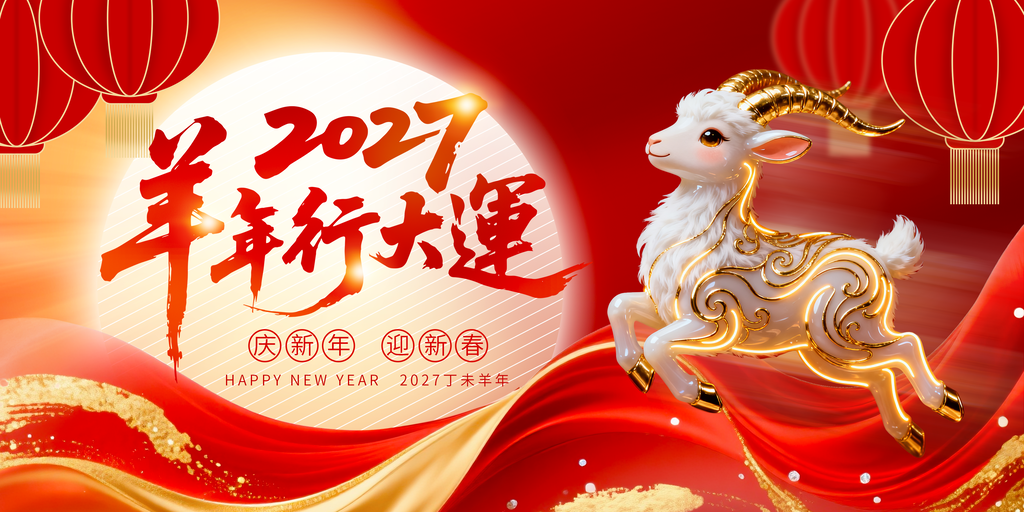 2027羊年展板海报