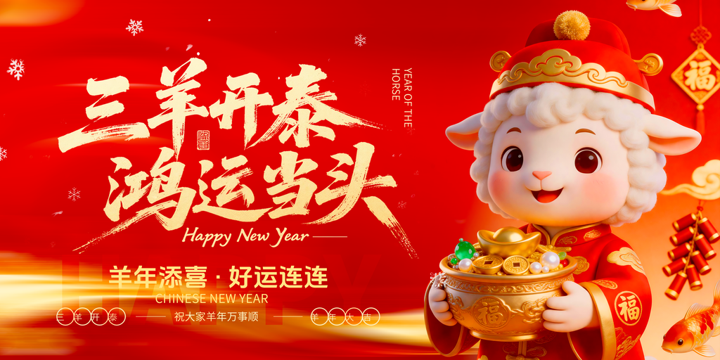 2027羊年新年春节海报展板设计素材