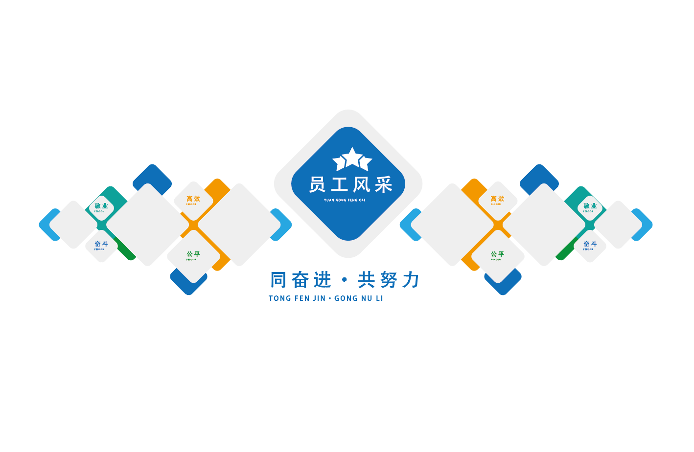 蓝色科技企业员工风采风采墙照片墙文化墙