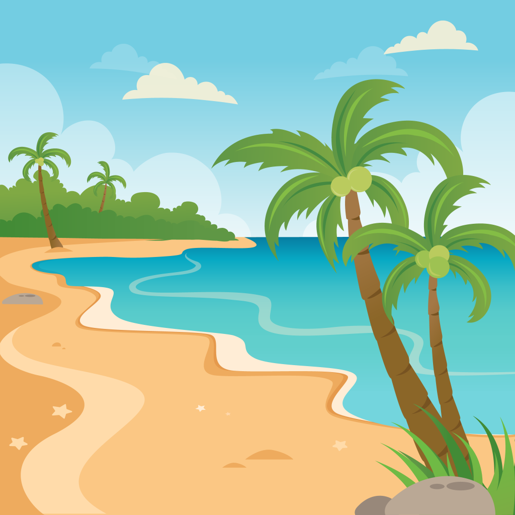 卡通夏日海滩场景