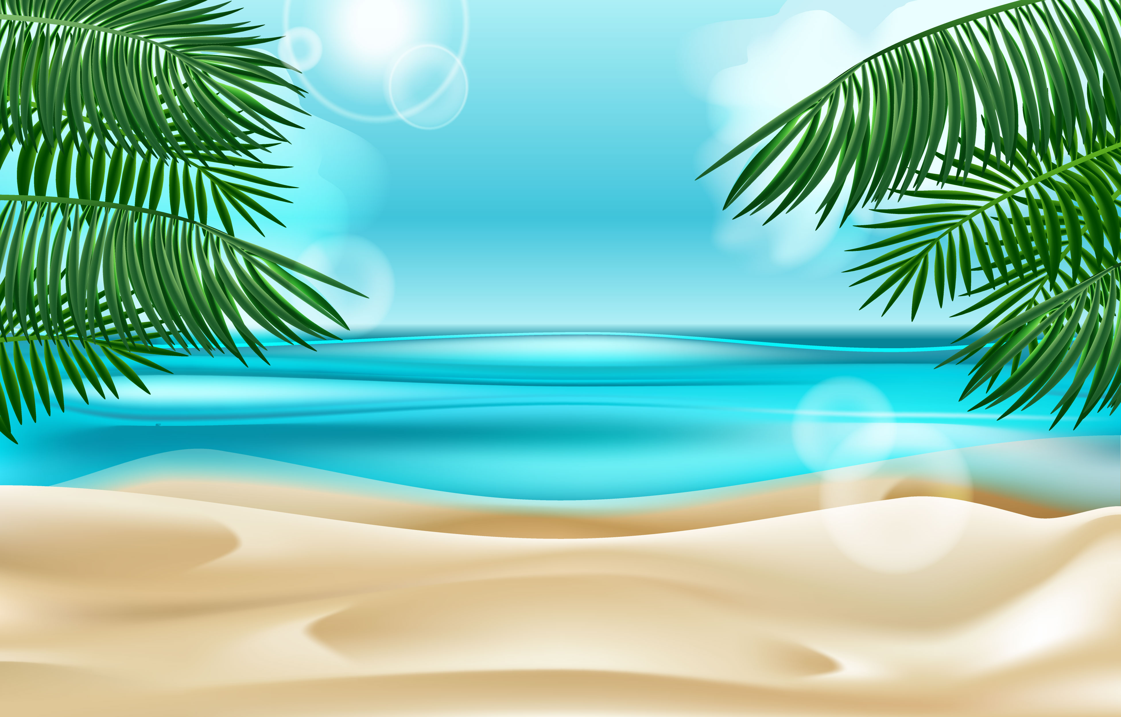 卡通夏日海滩场景
